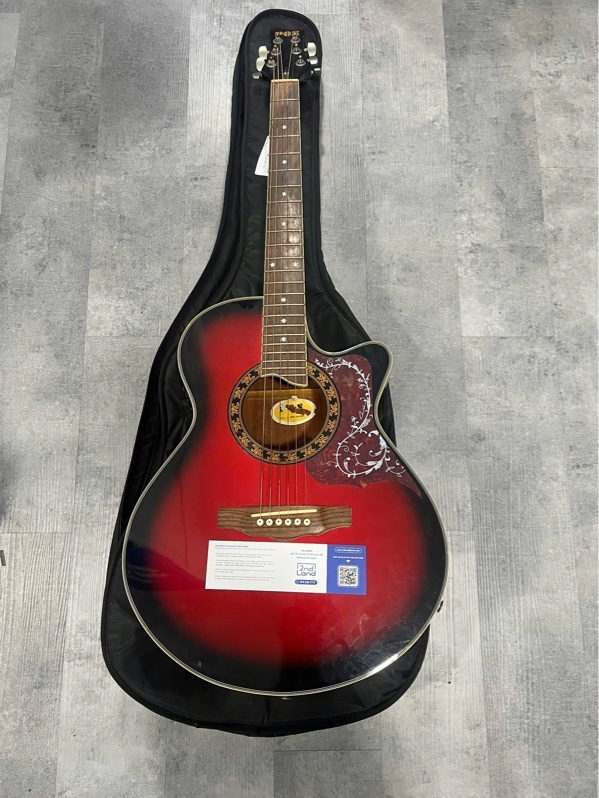 Đàn Guitar Pos Awe-500rbs - Màu đỏ đen - Ngoại hình: 97% - Kèm túi