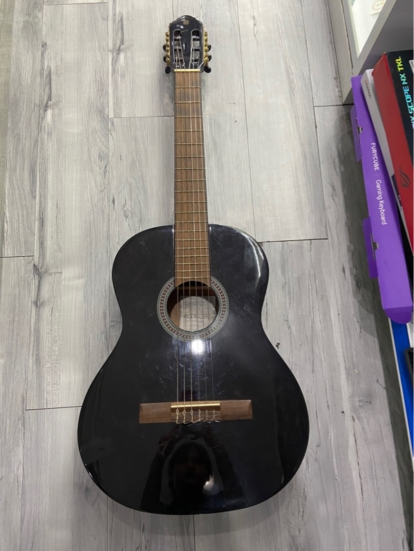 Đàn Guitar Roberto Fontanot Eko Vibra 100 - Màu đen - Ngoại hình: 97% - Xước dăm - Kèm túi