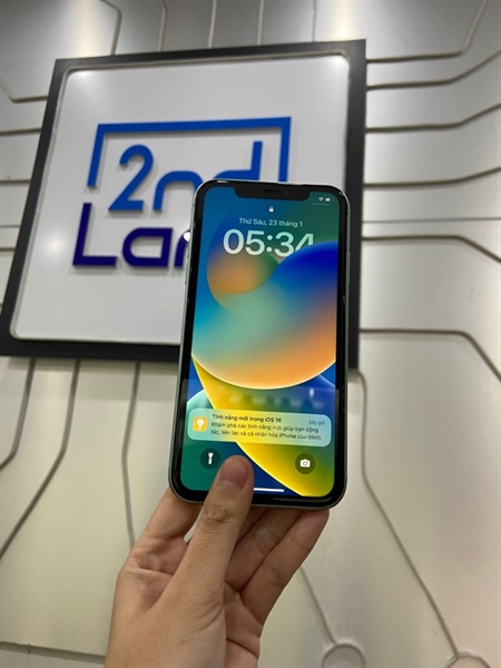 Điện thoại iPhone 11 - LL/A - 64GB - Pin 100% đã thay pin linh kiện - Màu xanh - Ngoại hình: 97% - Màn phản quang, ép kính, thay lưng, nút nguồn lún nhẹ - Body 3