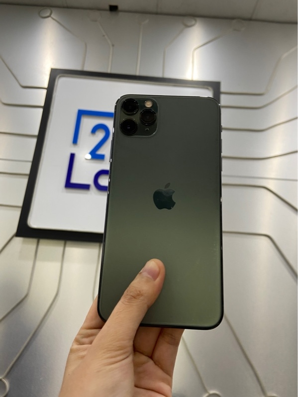 Điện thoại iPhone 11 Promax - LL/A - 256GB - Pin 100% - Màu xanh - Ngoại hình: 97% - Màn thay linh kiện chính hãng, cam sau trầy, cam trước tróc phấn, màn ám vàng - Body