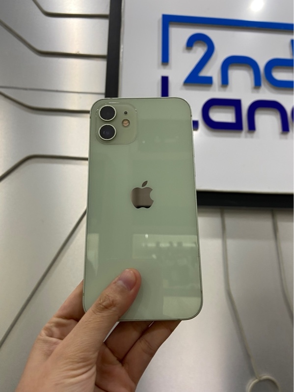 Điện thoại iPhone 12 - LL/A - 64GB - Pin 77% - Màu xanh - Ngoại hình: 97% - Viền xước nặng, màn ép kính, cam 1 đốm, mất face id, tróc phấn cam trước - Body -