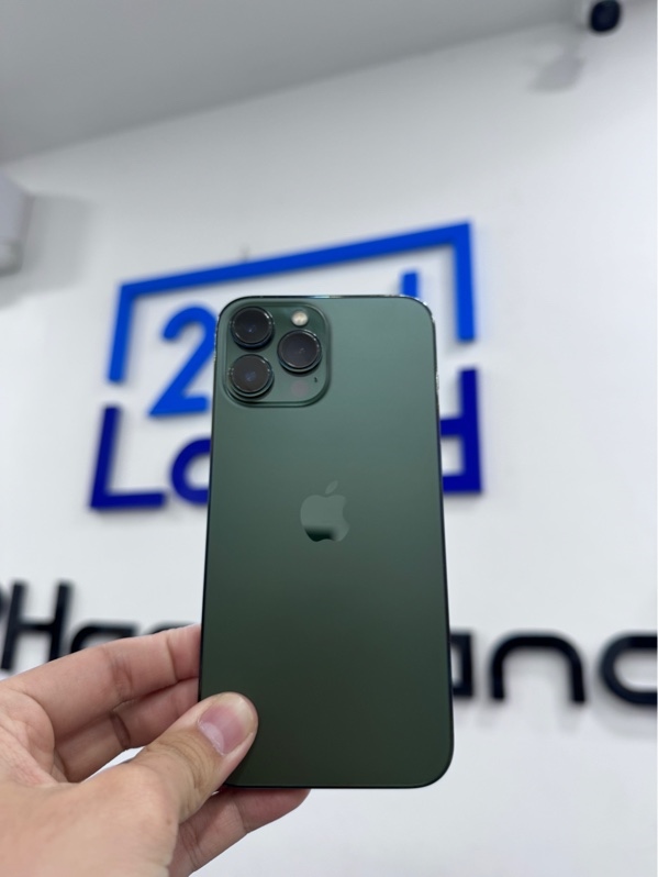 Điện thoại iPhone 13 pro max - LL/A - ios 26.5 - 256GB - Màu xanh - Pin thay 100% - Ngoại hình 97% - Màn trầy, cấn góc nhẹ, viền oxy hoá đổi màu, màn đã qua fix xanh trắng màn - Body