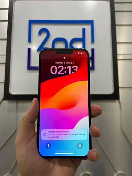 Điện thoại iPhone 13 Promax - VN/A - 128GB - Sim vật lý - Pin 84% - Màu xanh - Ngoại hình: 98% - Màn đã thay (linh kiện màn của Gen A bản Pro) - Body 2