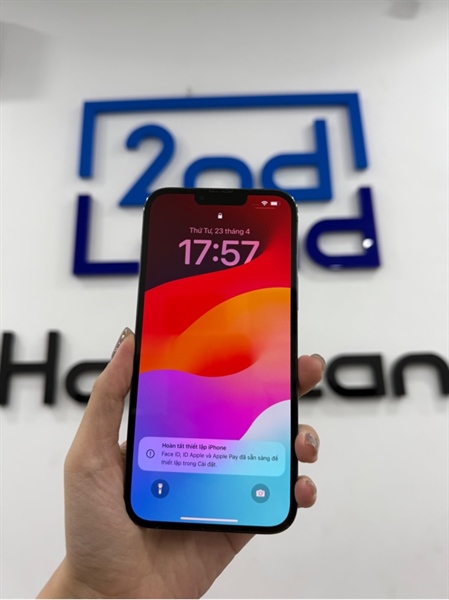Điện thoại iPhone 13 promax - VN/A - IOS 17.5.1 - 256GB - Màu xanh - Pin 82% - Ngoại hình 98% - Màn xước , màn thay chính hãng - Box , sạc 3