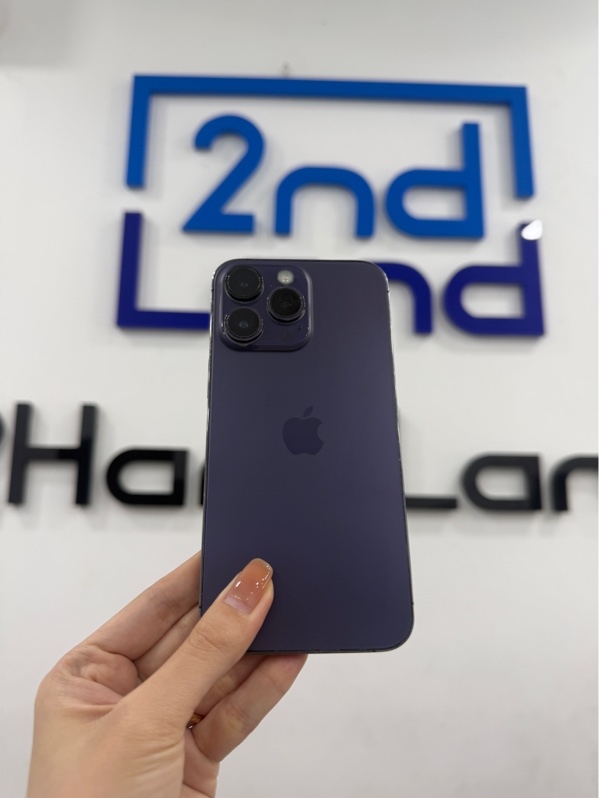 Điện thoại iPhone 14 Promax - LL/A - IOS 26.3.1(a) - 128GB - Màu tím - Pin 85% - Ngoại hình xấu - thay viền cam , màn trầy , viền trầy tróc sơn - Body