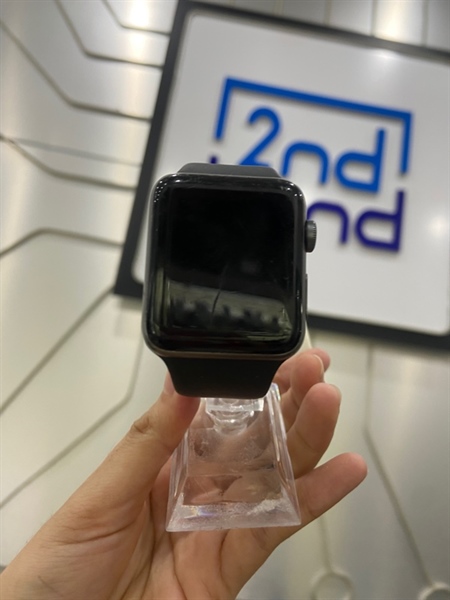 Đồng hồ Apple Watch Series 3/42mm - 2J/A - GPS - Pin 100% thay new - Viền nhôm - Màu đen - Ngoại hình: 97% - Trầy sườn, màn xước, màn ám viền xanh, ám trong hồng - Body
