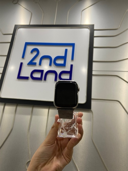 Đồng hồ Apple Watch Series 5/44mm - LL/A - GPS - 32GB - Pin 80% - Viền thép - Màu bạc - Ngoại hình: 97% - Màn ám xanh nặng, - Body