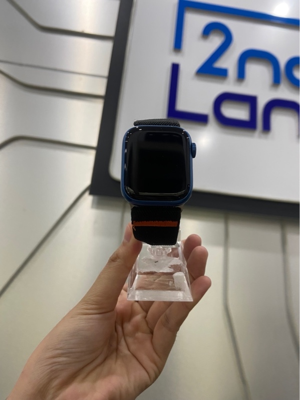 Đồng hồ Apple Watch Series 7/41mm - GPS - Pin 91% - Viền nhôm - Màu Xanh Dương - Ngoại hình: 97% - Xước sườn, xước màn hình - FullBox
