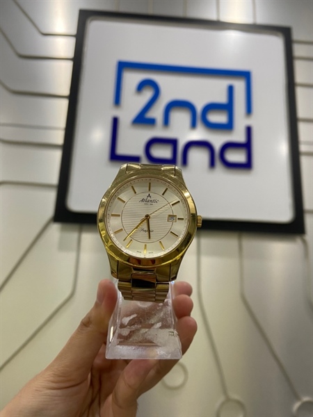 Đồng hồ Atlantic Seapair 60335 - Màu vàng - Ngoại hình: 97% - Viền mặt trầy, mặt lưng + dây đeo trầy - Body