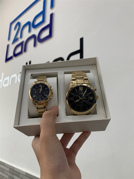 Đồng hồ cặp Fossil BQ 2400 SET His and Her Watch - Màu vàng - Openbox