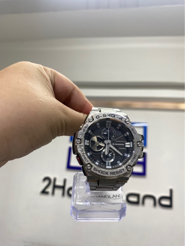 Đồng hồ Casio G-Shock G-Steel GST-B100D-1A - 53.8mm - Màu bạc mặt đen - Ngoại hình 97,5% - kính trầy, tróc chữ - Body