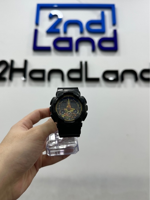 Đồng hồ Casio G-Shock GA-100BY-1ADR - Màu đen vàng - Ngoại hình 96% - Màn xước nhẹ, mất khoá cài dây , dây đứt - Body