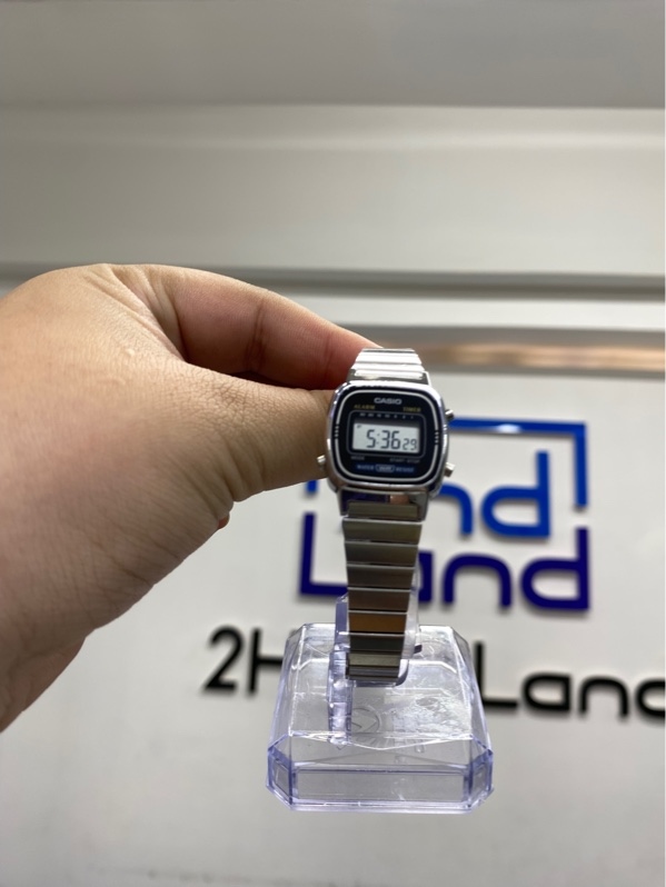 Đồng hồ Casio LA670WA-1DF - 24mm - Màu bạc mặt đen - Ngoại hình 98% - Body