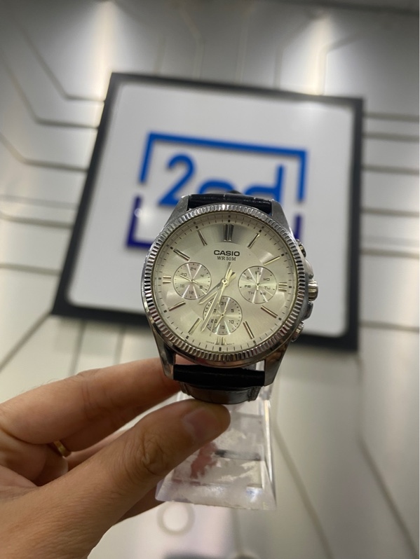 Đồng hồ Casio MTP-1375 - Màu bạc dây da - Ngoại hình: 98% - Body