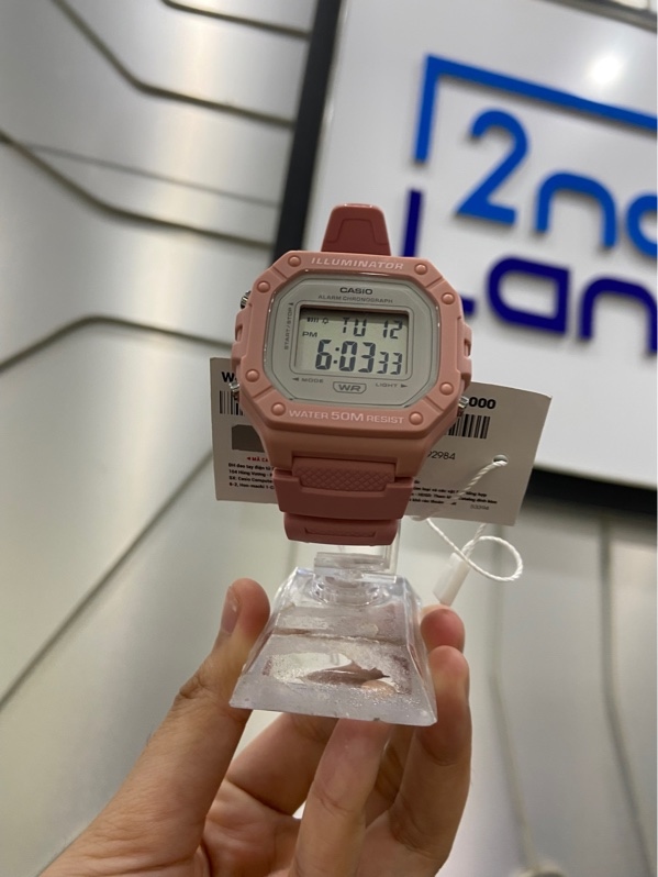 Đồng hồ Casio W-218HC-4AVDF - Size 43mm - Còn tam vàng - Màu hồng - Ngoại hình: 99% - Kèm Box