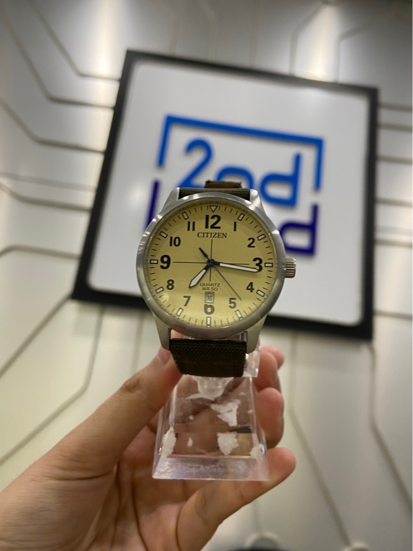 Đồng Hồ Citizen Dây Dù Nam 3 Kim BI1050-05X - 40mm - Màu bạc - Ngoại hình: 97% - Xước sườn - Body