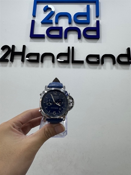 Đồng hồ cơ chế tác Panerai Luminor Chronograph - 44mm - Màu bạc dây xanh - Ngoại hình 97% - Hàng trưng bày kim giây không hoạt động - Body
