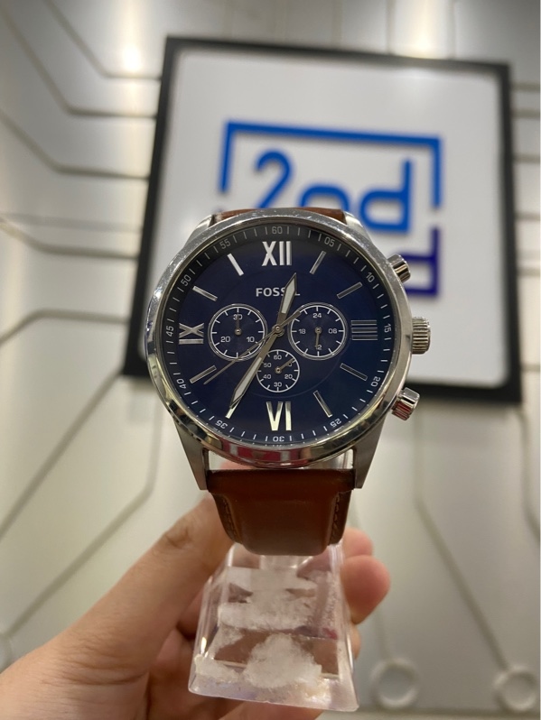 Đồng hồ Fossil Flynn Chonograph Brown Leather Watch (BQ2125IE) - 48mm - Màu bạc - Ngoại hình: 97% - Body