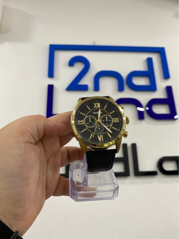 Đồng hồ Fossil Flynn Chronograph Black Leather - Model BQ2823 - Màu đen - Ngoại hình 96% - Trầy - Body