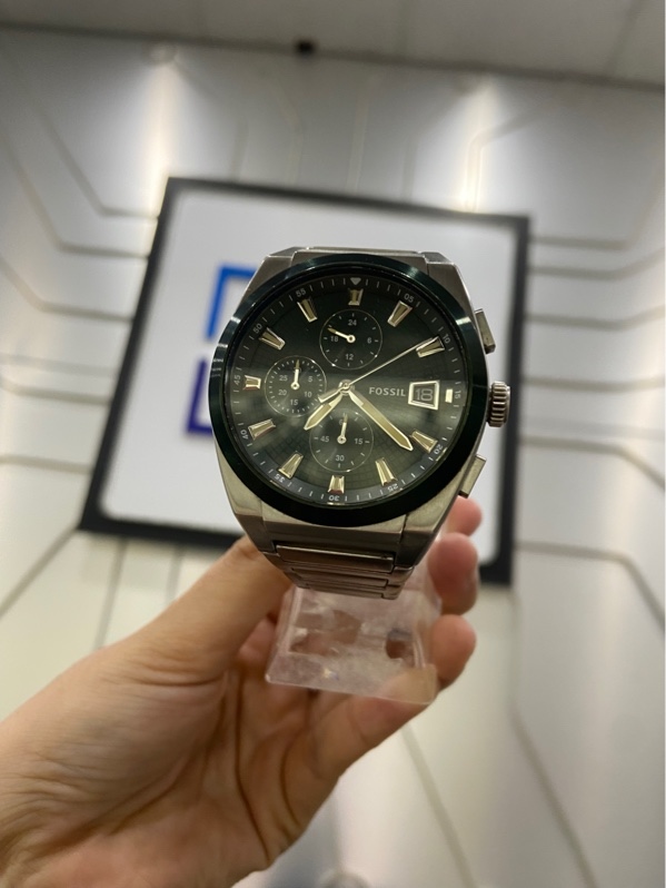 Đồng Hồ Fossil Nam FS5964 - 42 mm - Mặt xanh - Màu bạc - Ngoại hình: 98% - Kèm Box + mắt
