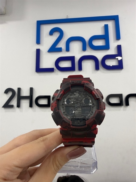 Đồng hồ G-Shock GA-100CM-4A - Màu đen đỏ - Ngoại hình 98% - Kính trầy nhẹ , dính sơn - Body