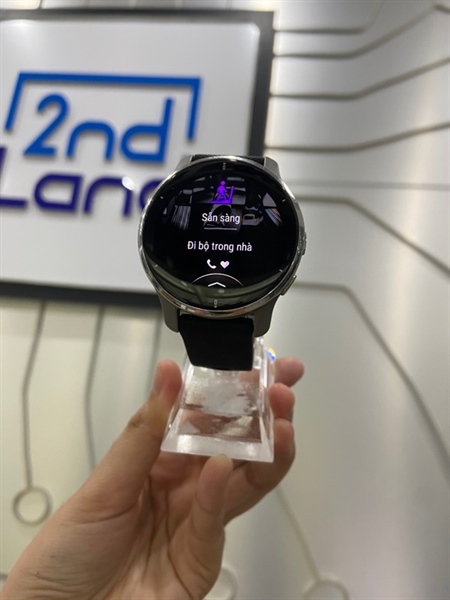Đồng hồ Garmin Venu 2 Plus - 43mm - GPS - Màu bạc dây cao su - Ngoại hình: 98% - Màn xước dăm - Kèm sạc