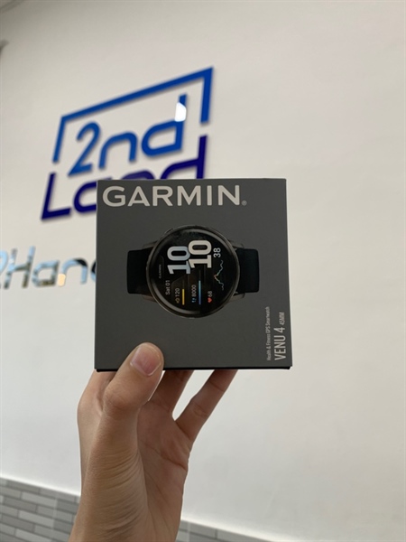 Đồng hồ Garmin Venu 4 - 45mm - Màu đen - Ngoại hình: 97% - Trầy viền - Box+adapter chuyển đổi sạc garmin type c, sạc linh kiện 3