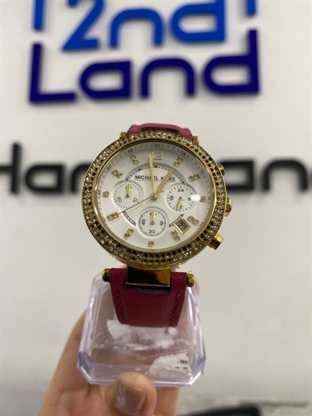 Đồng hồ Michael Kors MK-2297 - Màu vàng dây đỏ - Ngoại hình 97% - Rớt nhiều đá - Kèm Box 1