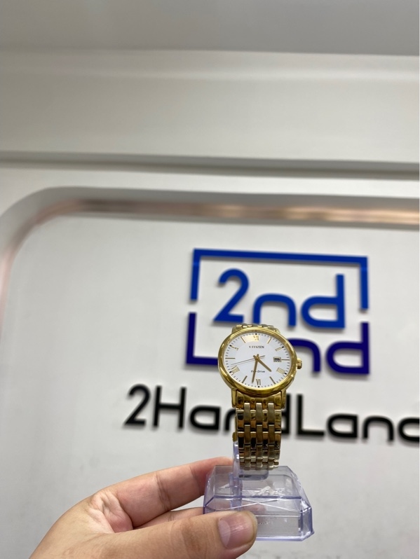 Đồng hồ nam Citizen Eco-drive BM6772-56A - 37mm - Màu vàng gold - Ngoại hình 98% - Kèm đế trưng
