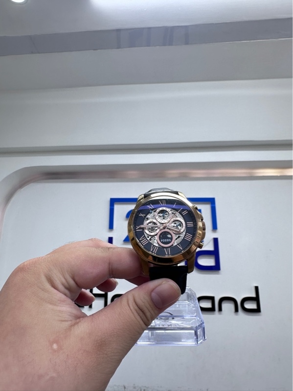 Đồng hồ nam cơ tự động Fossil Grant ME3029 - 44mm - Màu vàng mặt đen - Ngoại hình 97.5% - Body