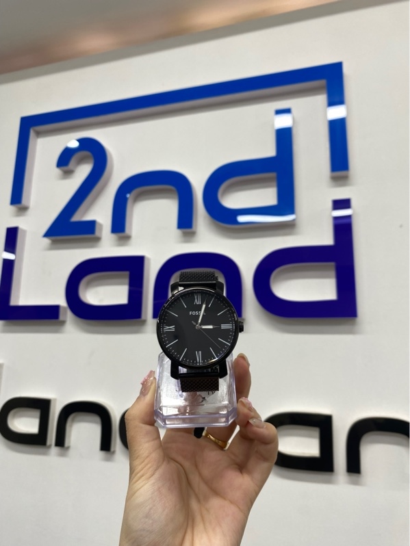 Đồng hồ nam Fossil Rhett Black Mesh Stainless Steel Watch - 42mm - Màu đen - Ngoại hình 98% - Body