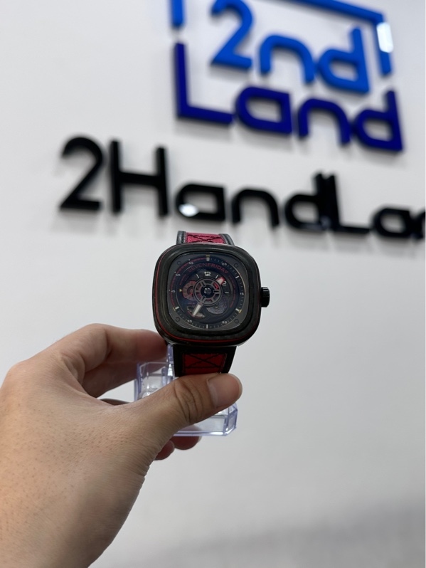 Đồng Hồ Nam SevenFriday P3C/04 Red Carbon - 47mm - Màu đen đỏ - Ngoại hình 97% - Dây nứt da mặt trong - Body