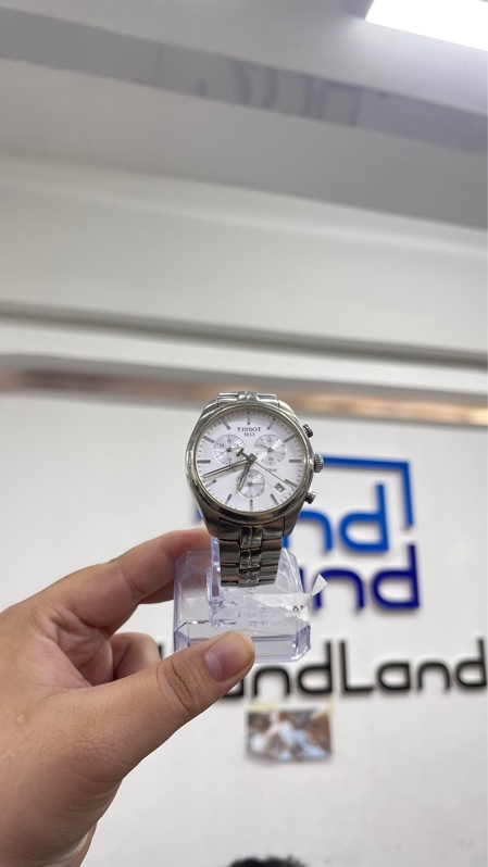 Đồng hồ nam Tissot PR 100 Chronograph White Dial - 41mm - Màu bạc - Ngoại hình 96,5% - Kèm box, sổ, mắt nối