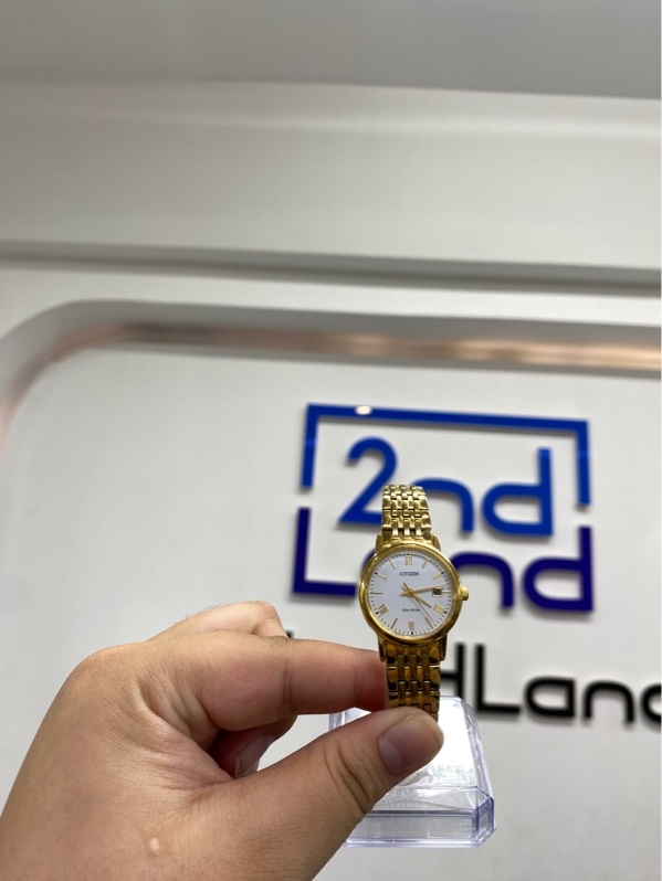 Đồng hồ nữ Citizen Eco-Drive EW1582-54A - 28mm - Màu vàng gold - Ngoại hình 98% - Kèm đế trưng
