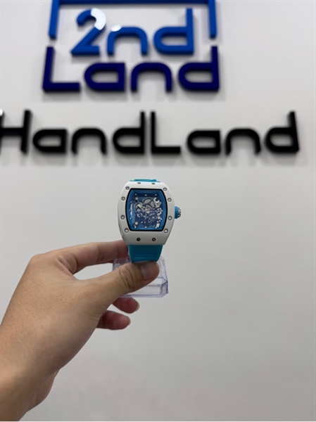 Đồng hồ Quartz RM Chạy Kim Với dây đeo cao su mặt sứ thời trang cho nam - Màu trắng xanh - Ngoại hình 97% - Hết pin - Body