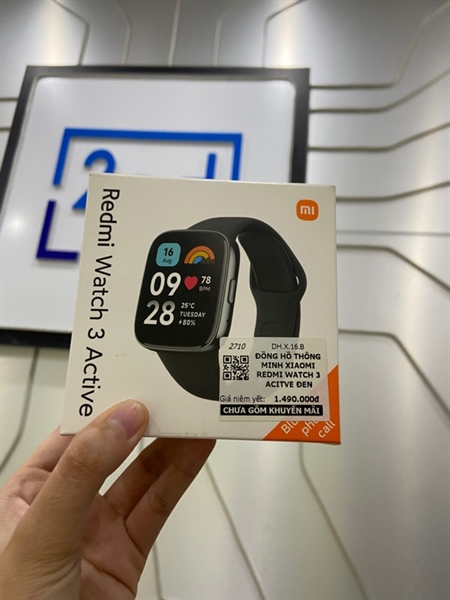 Đồng hồ Redmi Watch 3 Active - Màu đen - Ngoại hình: 97% - Đã thay dây, màn xước nhẹ - Kèm Box + sạc
