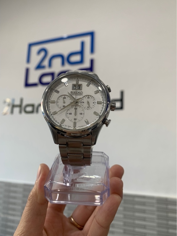 Đồng hồ Seiko Neo Classic Chronograph SPC079P1 - Khung bạc mặt trắng - Ngoại hình: 98% - Body