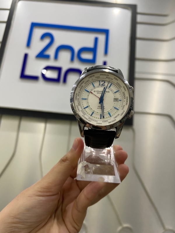 Đồng hồ Stuhrling Explorer 277 - 43mm - Màu trắng bạc - Ngoại hình: 97% - Trầy khung nhẹ, kính mờ, trong máy bị ố - Body