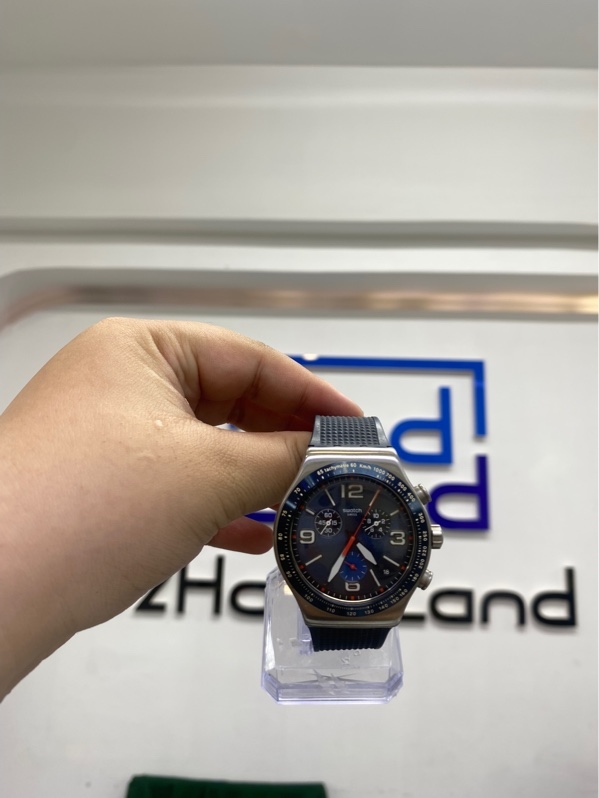 Đồng hồ Swatch Blue Grid Chronograph YVS454 - Màu xanh dương - Ngoại hình 97.5% - Body