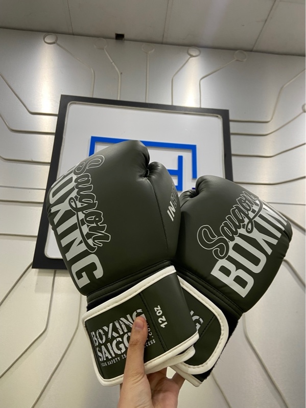 Găng Boxing Saigon - 12OZ - Màu xanh rêu - Ngoại hình: 98% - Body