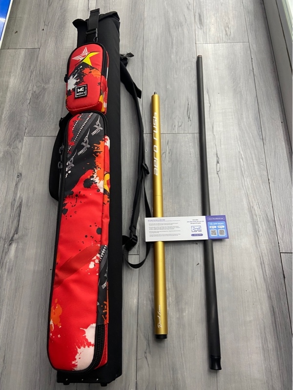 Gậy nhảy bida David Loman Aero Rush - Màu vàng - Ngoại hình: 98% - Chuôi nhảy nhẹ - Kèm ngọn Carbon + Túi