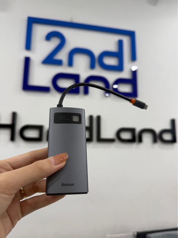 Hub chuyển đổi Baseus Metal Gleam Series 4in1 - Màu xám - Ngoại hình 98% - Hư cổng 1 type C - Body