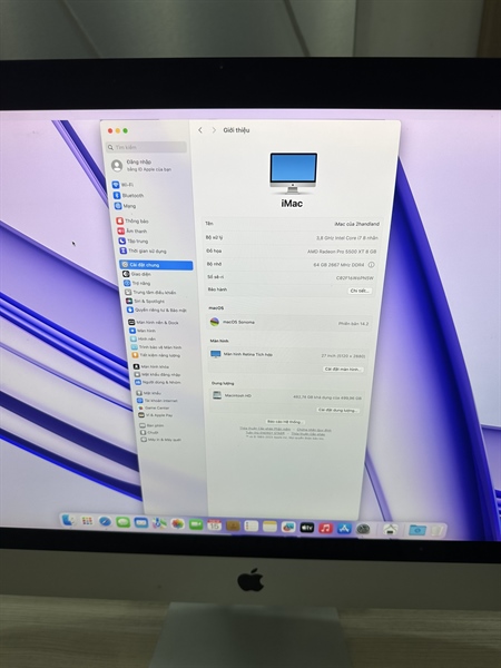 iMac Retina 5K 2020 - 27 inch - Ram 64/512GB - 8 nhân i7 - Card AMD Radeon Pro 5500 XT 8GB - Ngoại hình 98% - Fullbox + Kèm phím + chuột 2