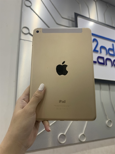 iPad Mini 4 - 16GB - Bản 4G - J/A - ios 15.8.1 - Màu Gold - Ngoại hình 99% - Pin 91% - ép kính