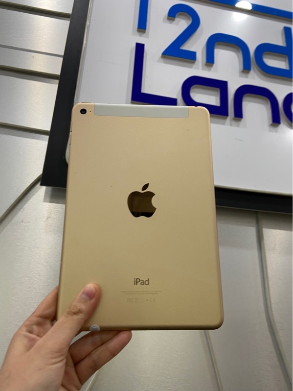 iPad Mini 4 - Bản 4G - J/A - 16GB - Pin 100% thay new - Màu vàng - Ngoại hình: 97% - Ép kính - Body