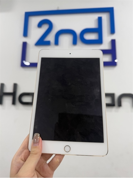 iPad mini 4 - J/A - IOS 15.8.4 - Bản 4G - 16GB - Màu vàng - Pin 92% - Ngoại hình 97% - Màn hồng - Kèm sạc 2