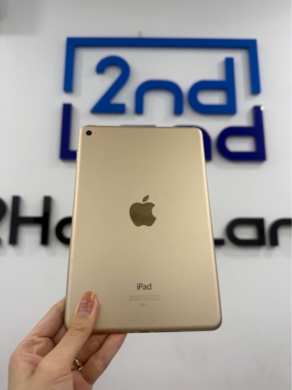 iPad mini 4 - TA/A - IOS 15.8.3 - Wifi - 64GB - Màu vàng - Pin thay 100% - Ngoại hình 97% - Màn ám hồng , màn trầy , viền trầy , cấn góc - Body