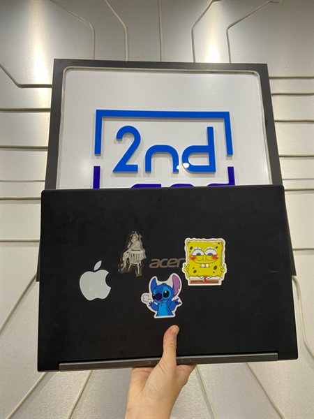 Laptop Acer Aspire A715-42G - AMD Ryzen 5-5500U - GTX 1650 - Ram 8/256GB SSD - Pin 41% - Màu đen - Ngoại hình: 97% - Dán sticker - Kèm sạc