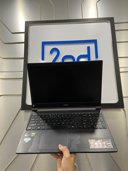 Laptop Acer Aspire A715-42G - AMD Ryzen 5-5500U - GTX 1650 - Ram 8/256GB SSD - Pin 41% - Màu đen - Ngoại hình: 97% - Dán sticker - Kèm sạc 1