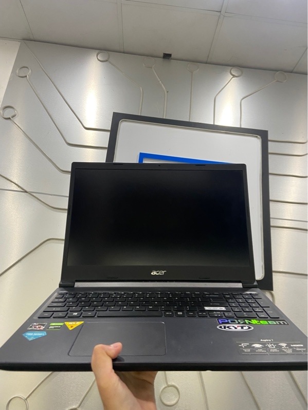 Laptop Acer Aspire A715-42G - AMD Ryzen 5 5500U - Ram 8/512GB SSD - GTX 1650 - Pin 73% - Màu đen - Ngoại hình: 97% - Màn ám vàng, 1 chấm phản quang mờ, xước sườn, mặt A,D - Kèm sạc